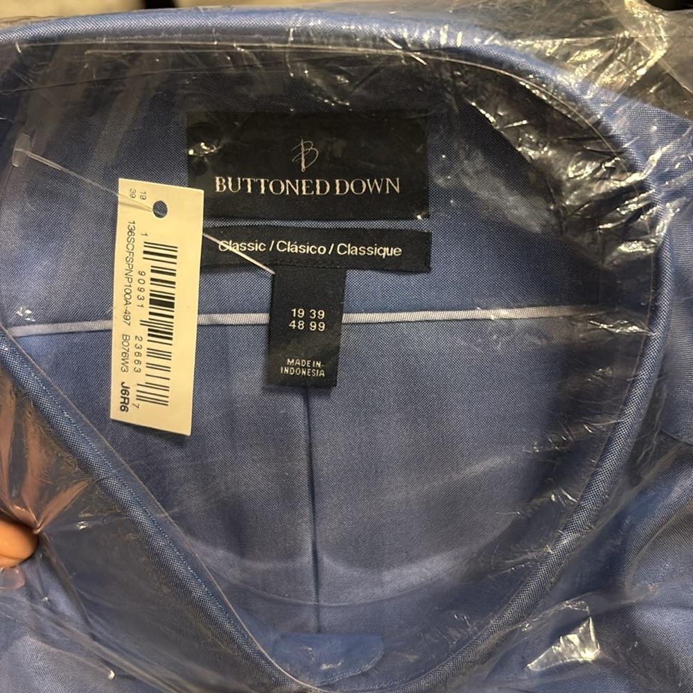 NWT Buttoned Down Men’s Long Sleeve Button Down Shirt Size 19/39 - Picture 3 of 3